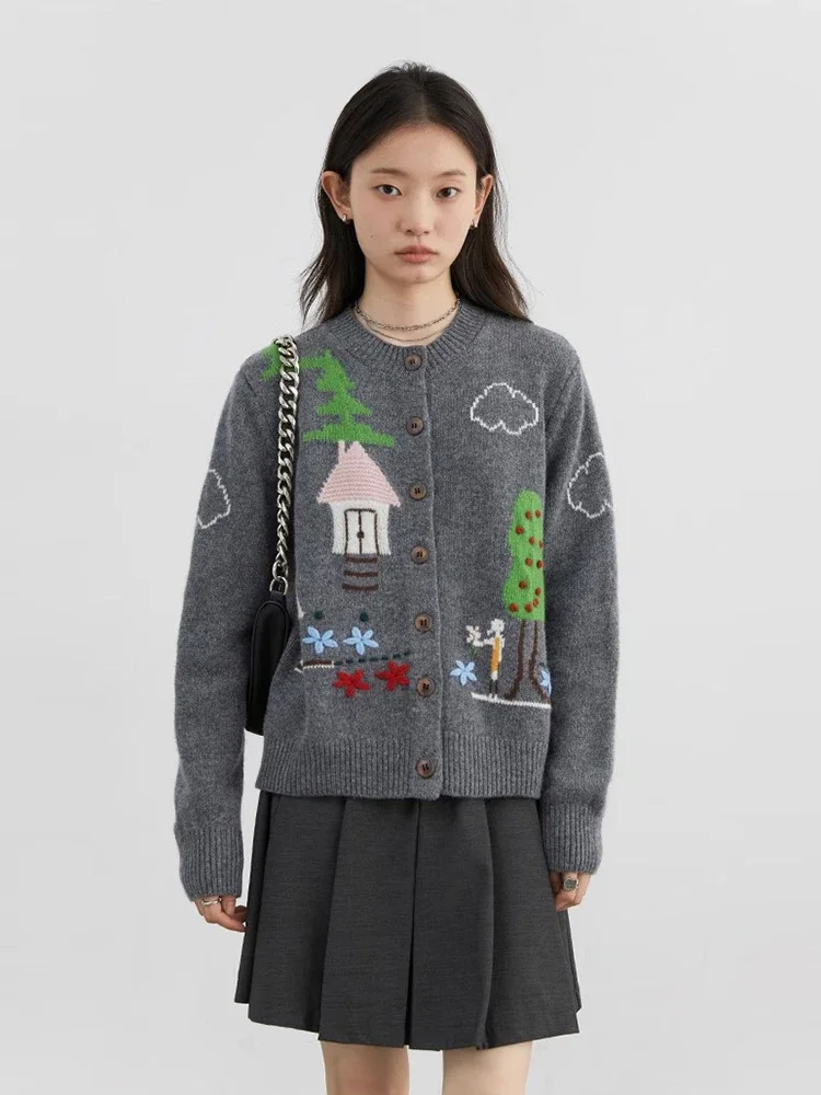 CHIC VEN женские свитера свободные тонкие новые вязаные кардиганы жаккардовые