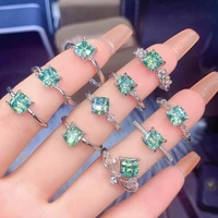 meibapj 9 styles 1 carat green moissanite diamond square fashion ring for women 925 sterling silver fine wedding jewelry