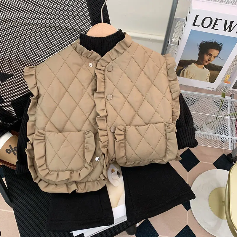 

Жилетка без рукавов 2022, однотонная детская простая повседневная мягкая удобная зимняя хлопковая безрукавка с круглым вырезом для девочек