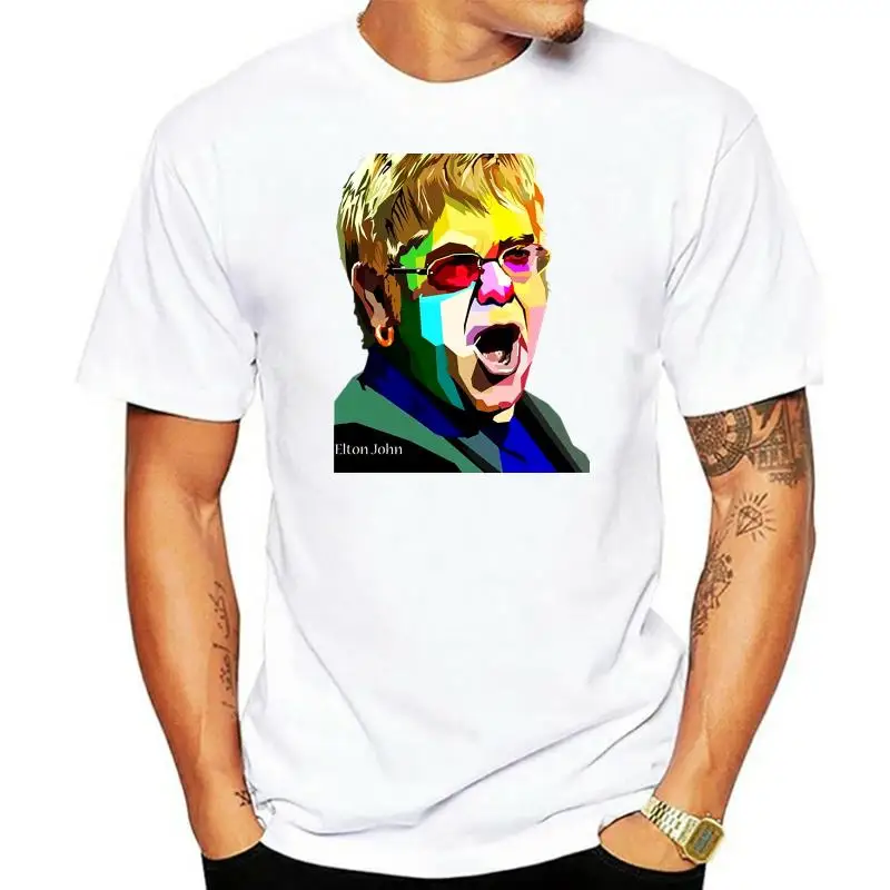 

Personalized T-Shirts Elton John Color Design Art Shirt For Men Summer Short Sleeve Cotton Tshirt Streetwear