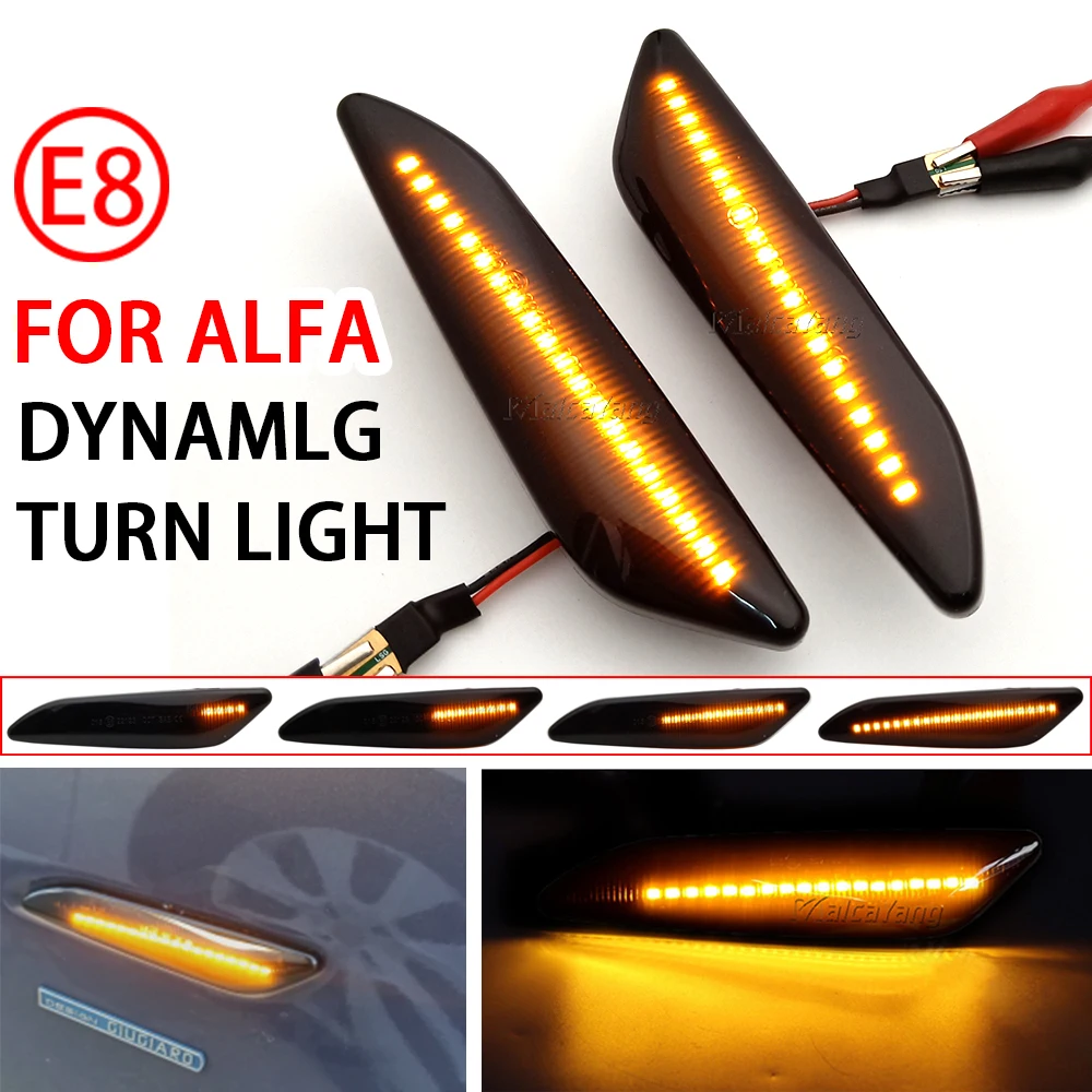 

2Piece Flowing Dynamic LED Side Marker Blinker Light For Alfa Romeo 156 147 Fiat Tipo Egea 356 Lancia Delta 3 Chrysler Ypsilon