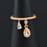 leeker korean fashion teardrop crystal pendant rings for women rose gold silver color wedding accessories ring 2022 trend xs6