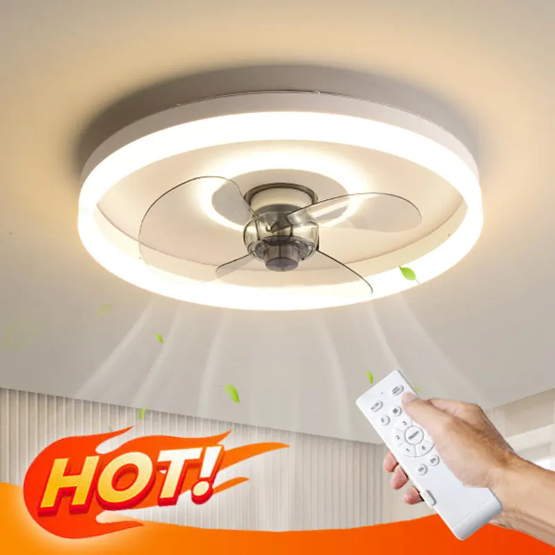 

Modern White ceiling fans LED With Ceiling Fan invisible Blades small ceiling fan Bedroom With Remote Control ceiling kids light
