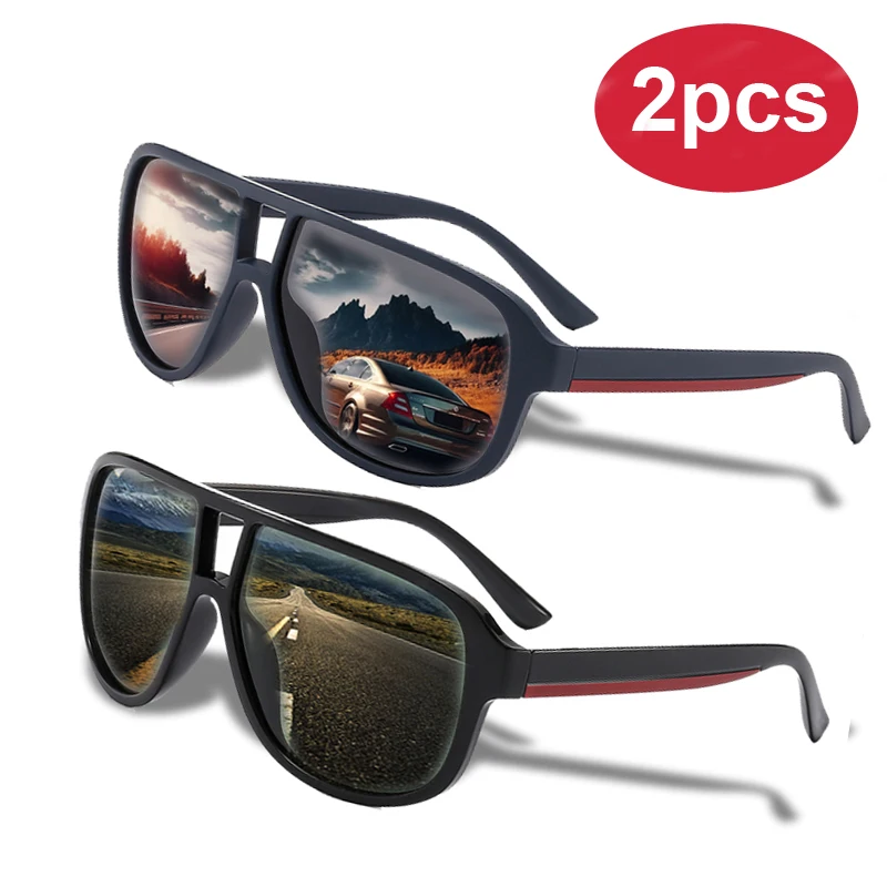 2 шт. квадратные поляризационные солнцезащитные очки с двойными лучами
