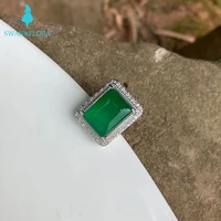natural stone ring green jade high quality jewelry women gifts fine