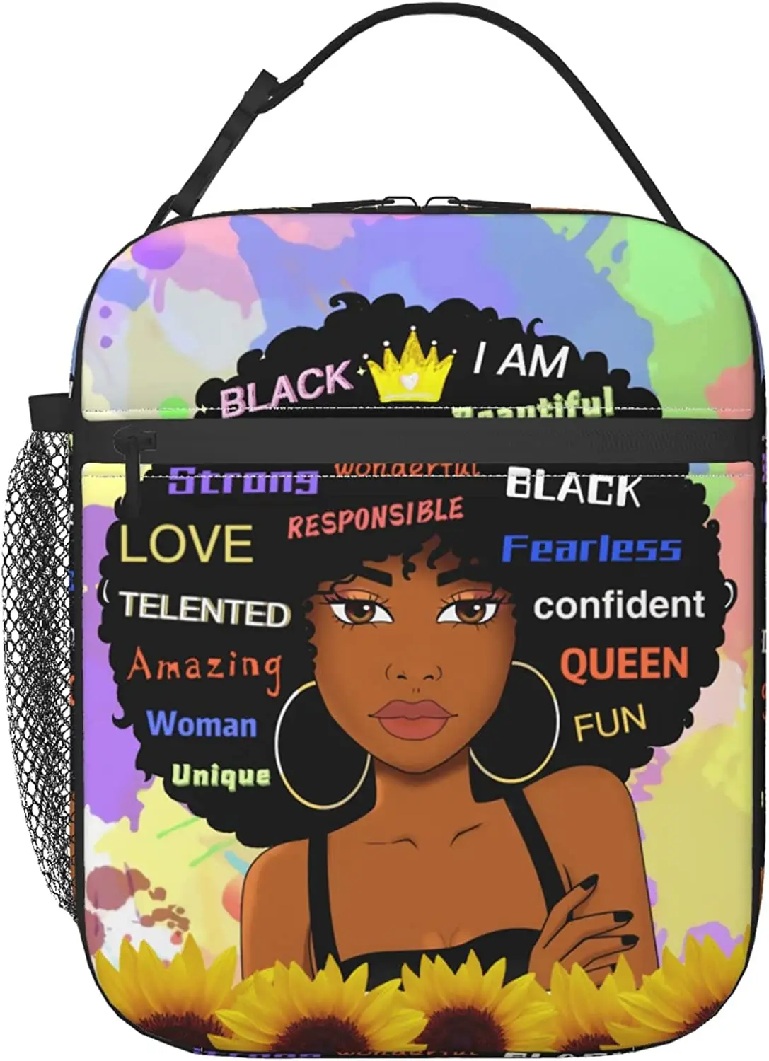 Bag Black Girl Insulated Lunchbox Cute Lunch Tote For Teen G