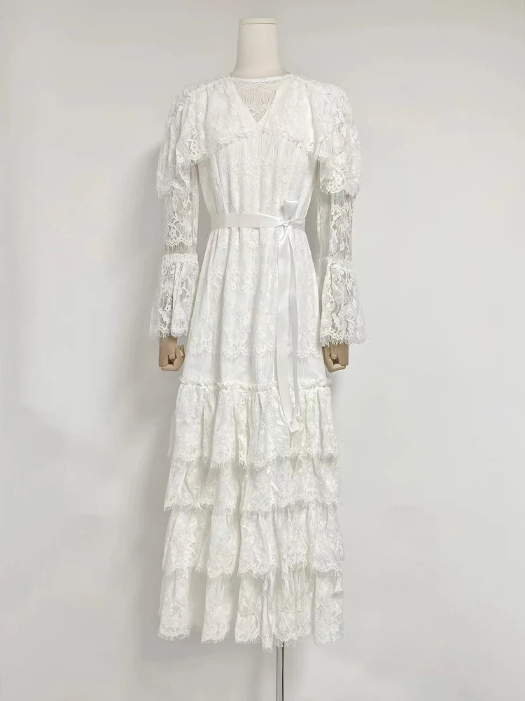 TWOTWINSTYLE однотонные лоскутные оборки элегантные длинные платья для женщин с