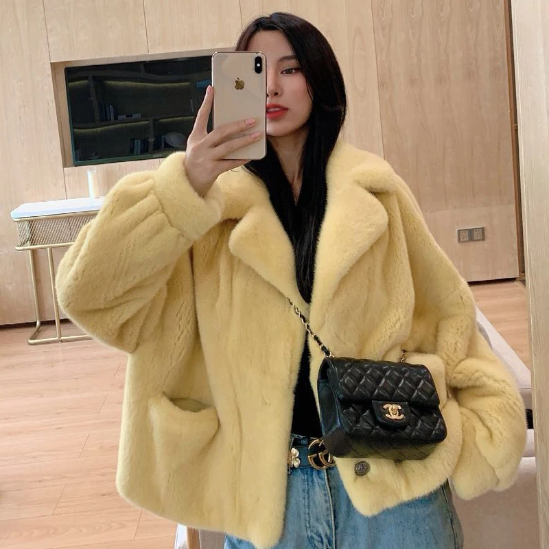 New Imported Whole Mink Fur Female Mink Short Mink Fur Coat Profile Fur Coat