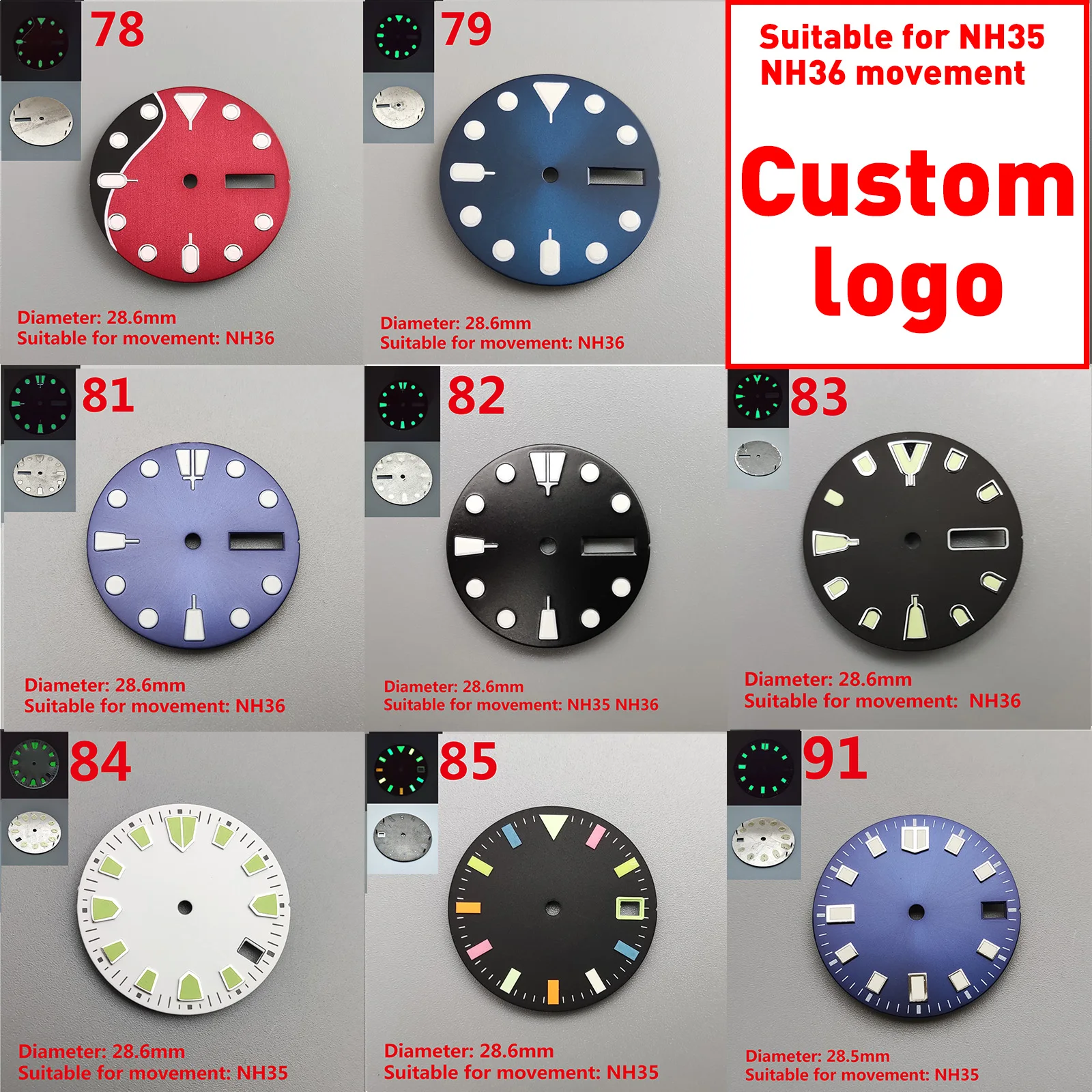 

Wholesale custom logo watch dial for NH35 series seagull automatic watch movement custom logo*01