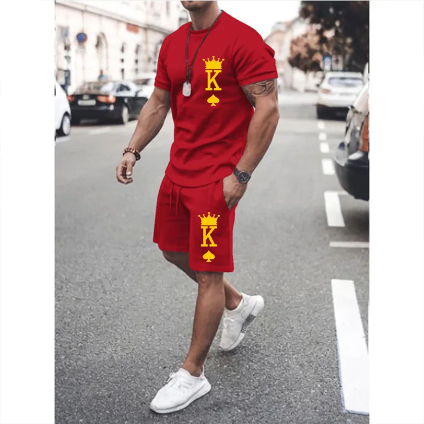 Summer Men's Tracksuit 2 Piece Suit 3D Printed Oversized T-Shirt Fashion Joggers Short Sleeve Casual Sportswear Training Set