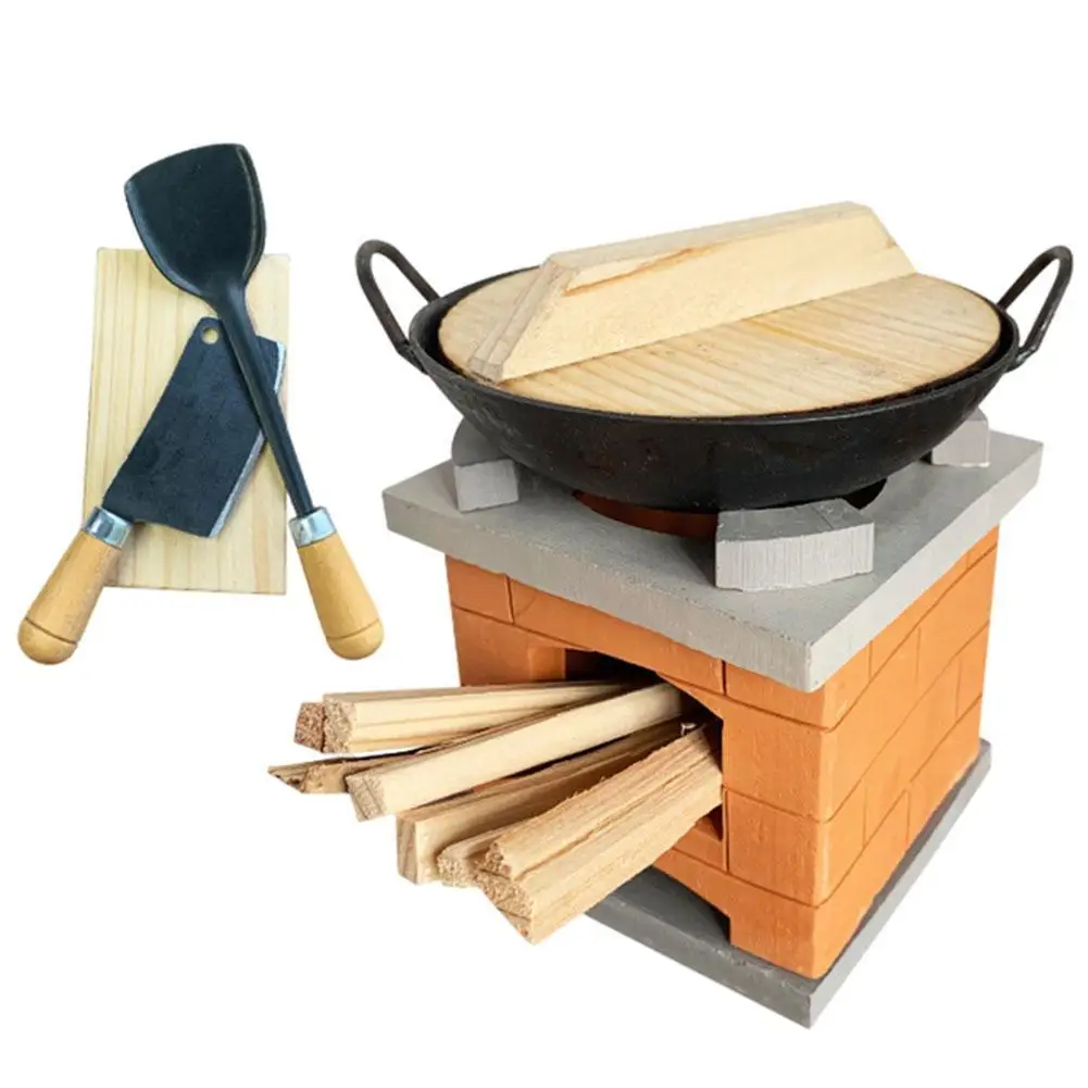 

Miniature Cooking Cookware Mini Iron Pan Knife Shovel Cutting Board Kitchen Cooking Kit Kids Cooking Toys Dollhouse Accessories