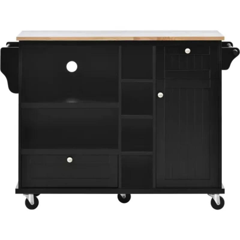 

Aukfa Kitchen Island Cart,Floor Standing Buffet with Storage Cabinet and Two Locking Wheels - Black