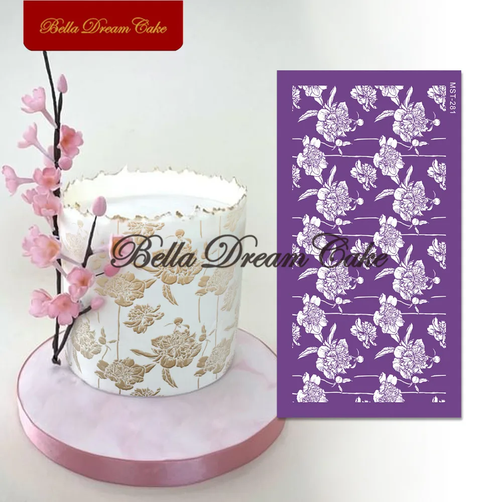 

Carnation Flower Mesh Stencil DIY Royal Cream Fondant Cake Mould Fabric Cake Border Template Cake Decorating Tools Bakeware
