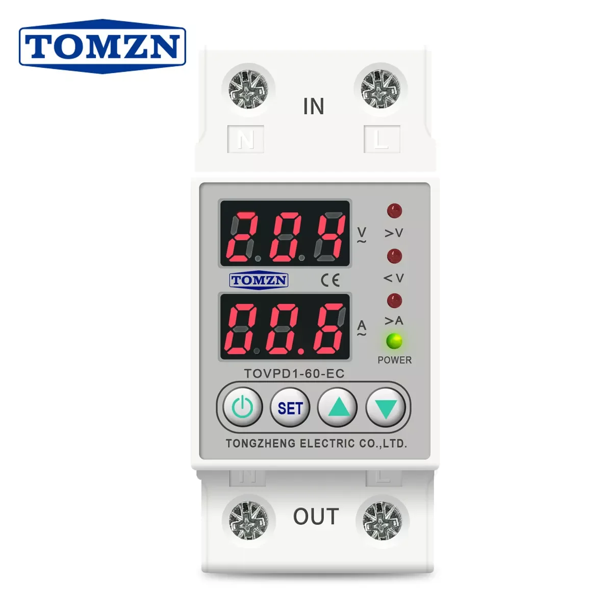 

2023 60A Din Rail 230V Adjustable Over and Under Voltage Protective Device Protector Relay Monitor Current Limit TOMZN TOVPD1-63