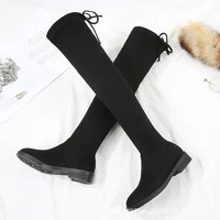 over the knee boots womens 2022 autumn winter new long boots elastic boots plus velvet warm high tube flat thin skinny boots