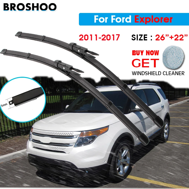 

Щетка стеклоочистителя автомобиля для Ford Explorer 26 "+ 22" 2011-2017 Авто стеклоочистители ветрового стекла мытья окна Fit Pinch Tab Arm