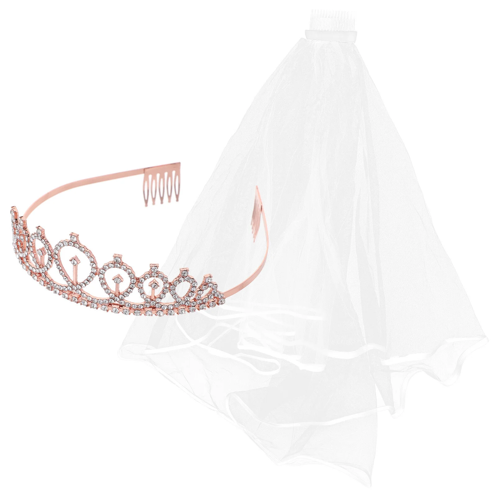 

2 Pcs Accessories Wedding Crown Bride Birthday Women Pageant Veils Bridal Crowns Hair Bachelorette Headband