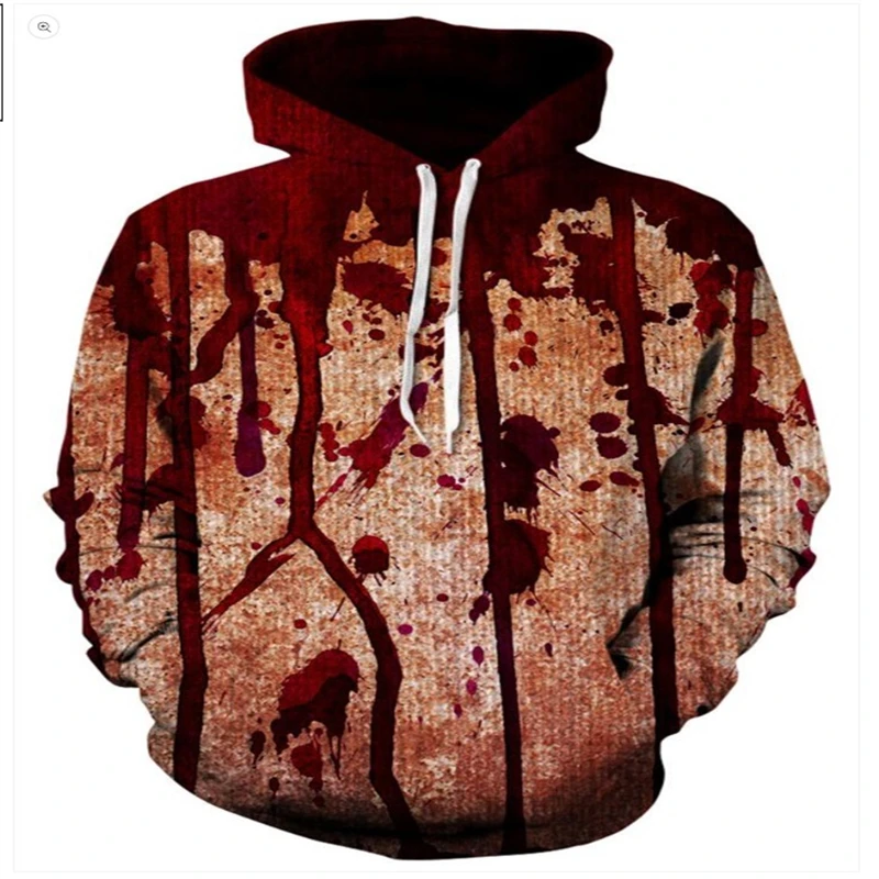 Мужская толстовка с капюшоном и принтом в виде пятен крови