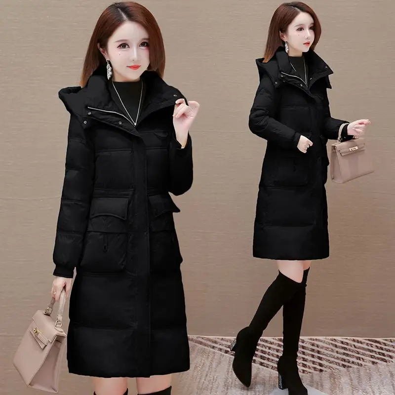 Модный элегантный пуховик с капюшоном в стиле вестерн женский зимний 2024 новая