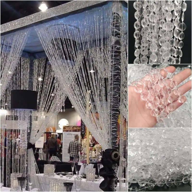 

10m/32.81ft Rhinestone String Crystal Bead Curtain Wedding Decoration Accessories Home Garden DIY Bedroom Curtain #W0