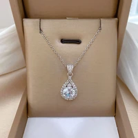 bijoux femme tendance 2022 high jewelry crystal silver water drop pendant necklace aesthetic luxury jewelry gift for girlfriend