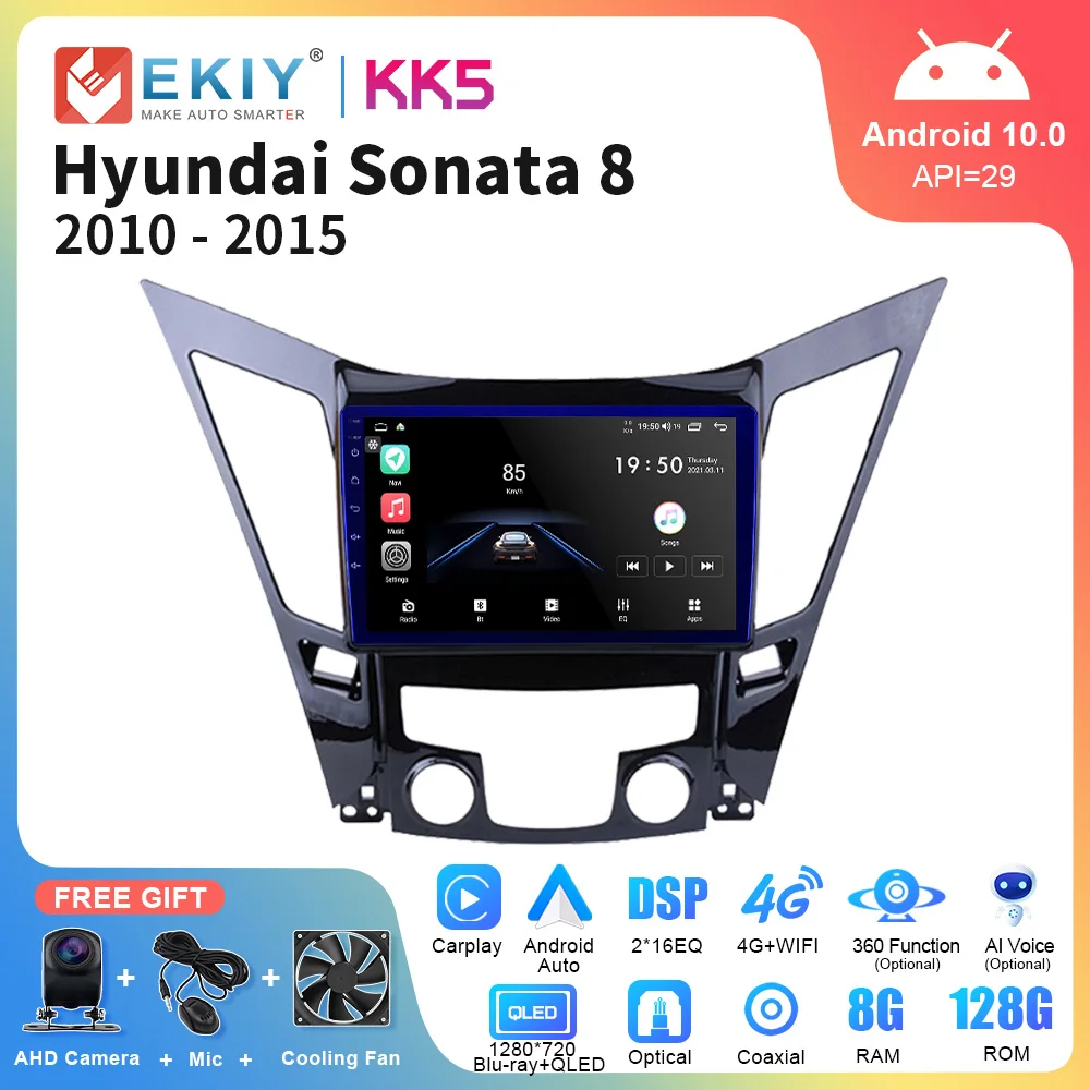 EKIY KK5 8+128G DSP Android For Hyundai Sonata 8 2010-2015 Car Radio Multimedia Video Player Navigation Stereo GPS DVD Head Unit