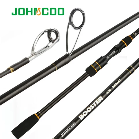 спиннинг для рыбалки Рыболовное спиннинговое удилище JOHNCOO Booster с 2 наконечниками M/ML 5-28g Ex-fast action 2,1 m 2,4 m спиннинговое удилище и удочка для заброса приманки