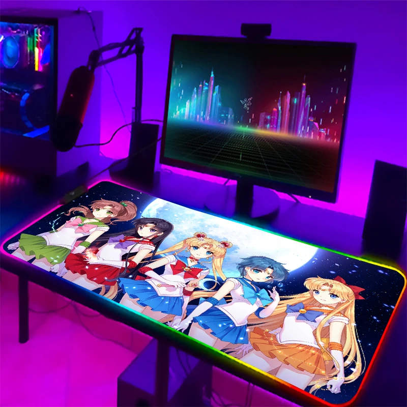 

Коврик для мыши Сейлор Мун со светодиодной подсветкой, коврик для мыши, игровые аксессуары для ноутбука, мини-ПК, коврик для клавиатуры, игро...