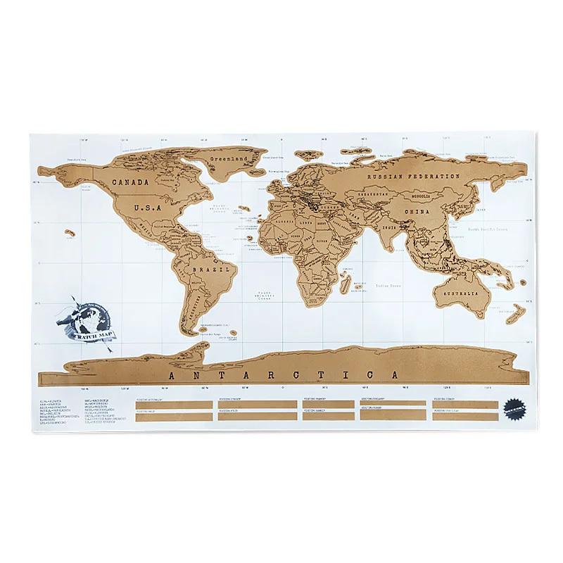 

1 pc Deluxe Erase Travel Map wall decor Personalized Scratch Map 88 x 52cm Scratch Off Foil Layer Coating Poster