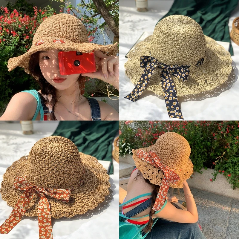 

Шляпа с солнцезащитным козырьком DXAA, красивая пляжная соломенная шляпа для отдыха и отпуска, лето