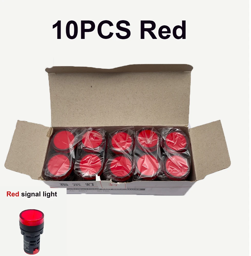 

10 шт. светодиодный индикатор питания AD16-22DS 12/24В