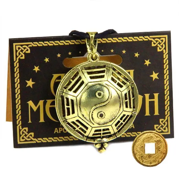 Аромамедальон открывающийся Ба Гуа с магнитным замком 43x35мм, цвет бронза + монета 