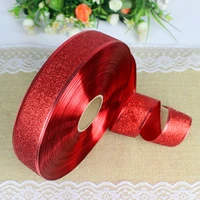3 8cm width red ribbon christmas ornaments decoration christmas present wedding wire edged diy accessories room decoration