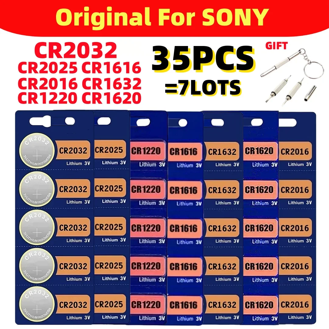 Аккумулятор для Sony CR2025 CR2032 CR1632 CR1620 CR1220 CR2450 CR2430 35 шт