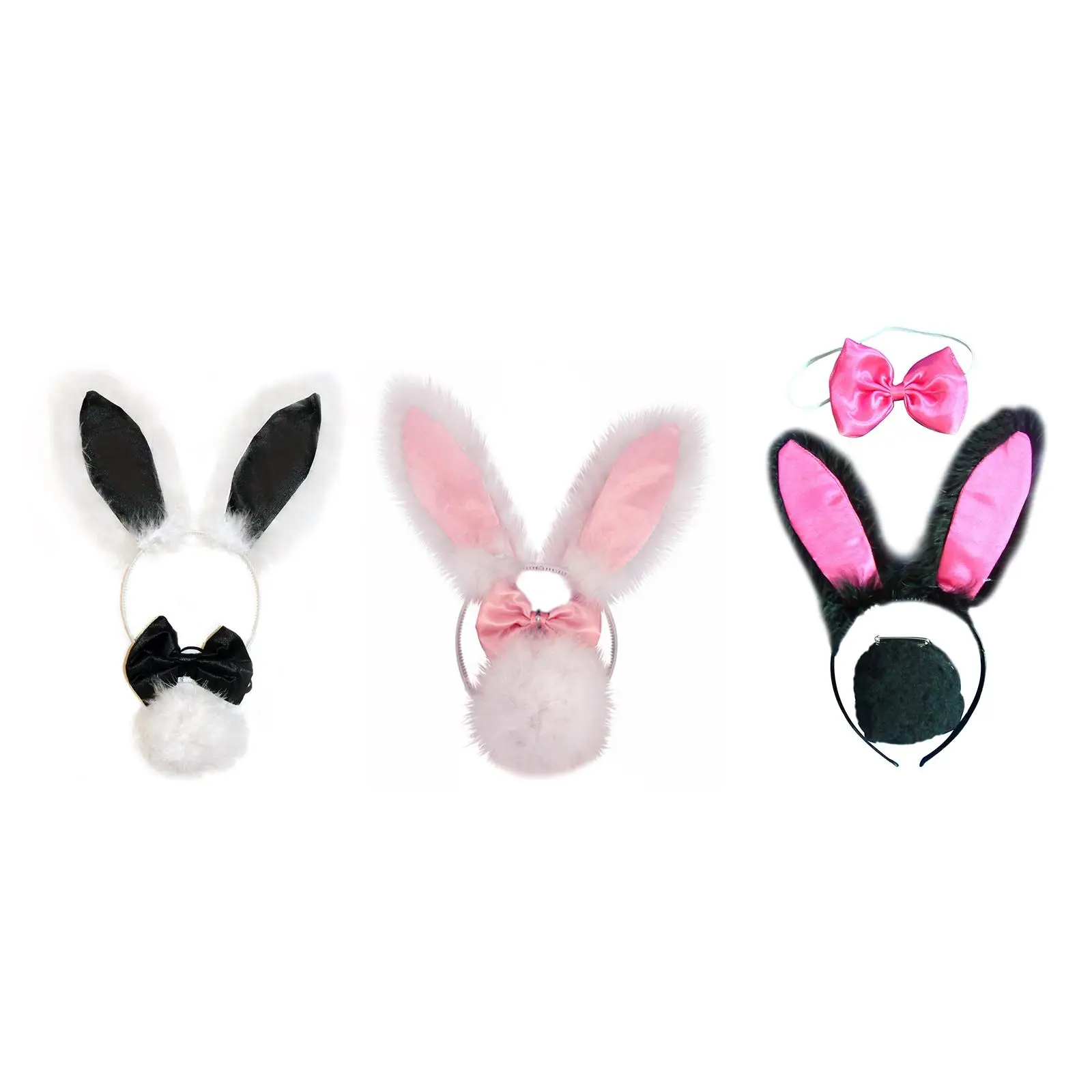 

3Pcs Bunny Costume Set Rabbit Ear Headband for Masquerade Party Favors
