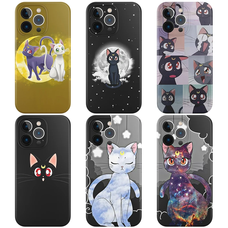 

Sailor Moon Cat Soft Silicone Phone Case for Iphone 11 12 13 Pro Max Mini 7 8 6 6s Plus Xr X Xs SE Protect Back Cover Fundas