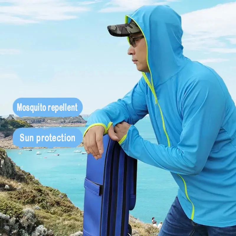 Fishing clothing sunscreen men's long-sleeved anti-mosquito breathable quick-drying ultra-thin ice silk clothes