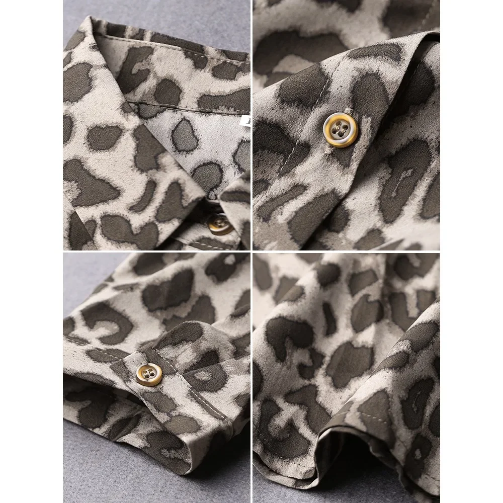 Женская Блузка С Леопардовым Принтом Повседневный Прямой Шифоновый Топ Легкая