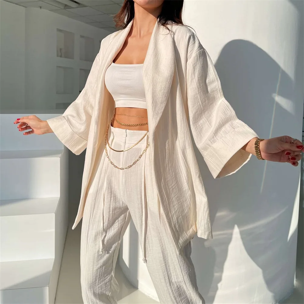 

Women Casual Tracksuit Pants Set Long Sleeve Loose Shirt Tops And High Waist Pants Two Piece Set 2023 Summer Trousers Outfits