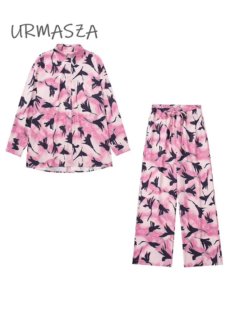 

Женская Длинная блузка с цветочным принтом, винтажная рубашка с длинным рукавом и пуговицами, шикарный комплект из топа и брюк, Новинка лета...