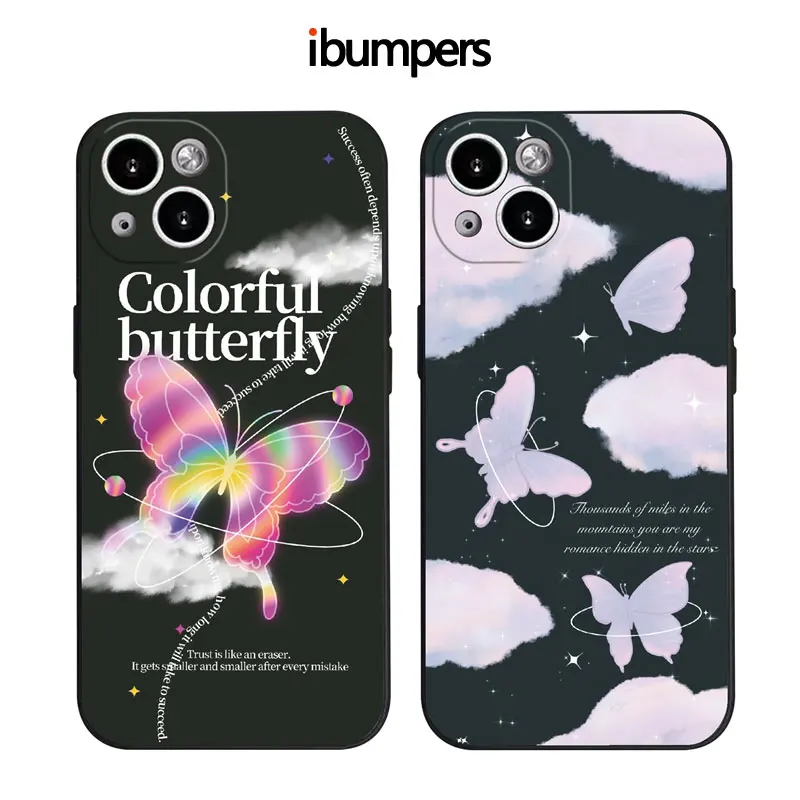 

Colourful Butterfly Clouds Soft Silicone Phone Case Fundas for Iphone 14 12 13 11 Pro Max Xr Xs Max 7 8 Plus Anti-Drop Cover
