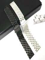 new 1pcs high quality 20mm 22mm 24mm solid stainless steel watch strap silver color and black color watch band men watch strap