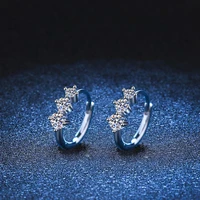 trendy 925 sterling silver 0 72ct 3 stone moissanite hoop earrings for women plated platinum d color vvs1 moissanite earrings