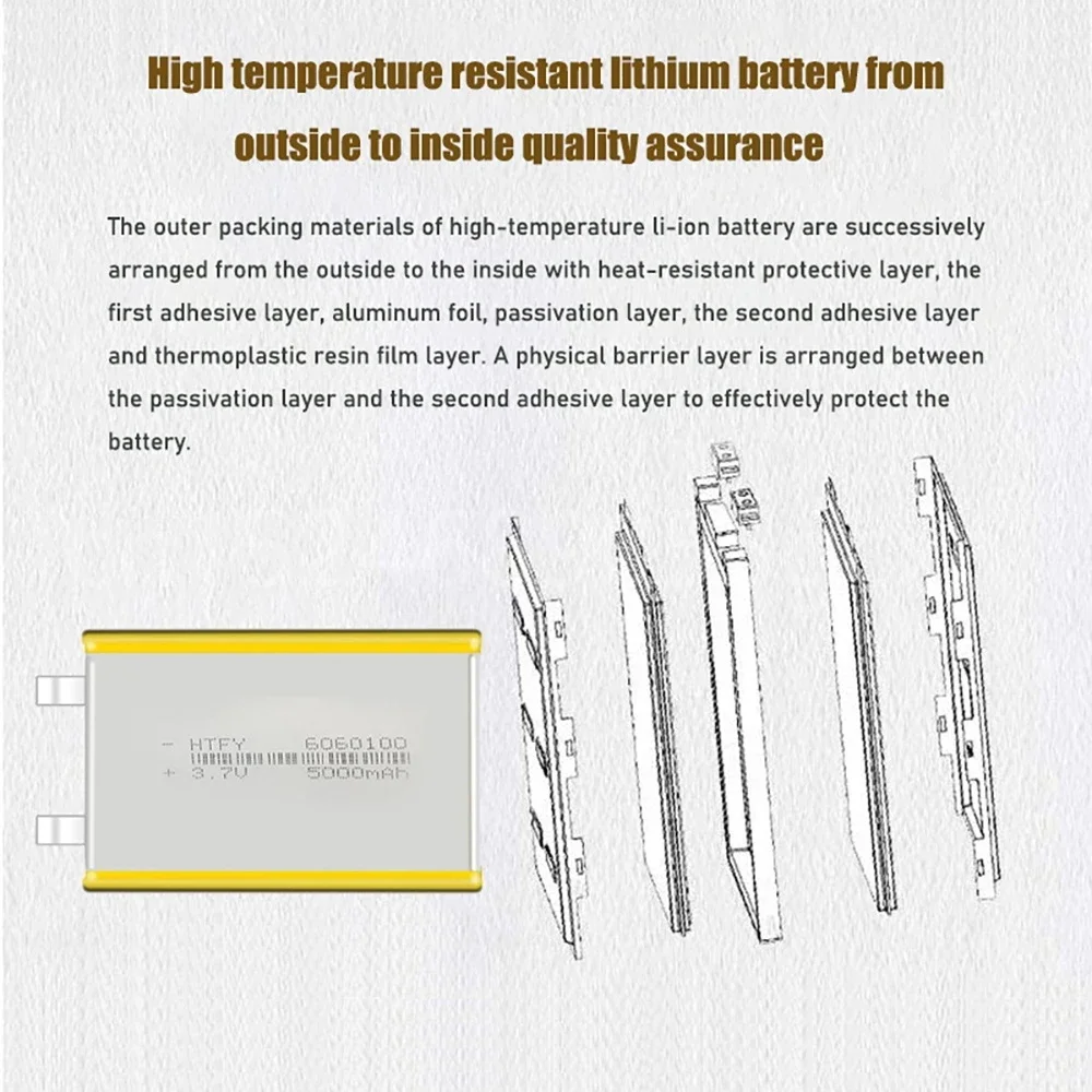 3 7 В 5000 мАч 6060100 Литий-полимерные аккумуляторные батареи Литий-полимерная батарея