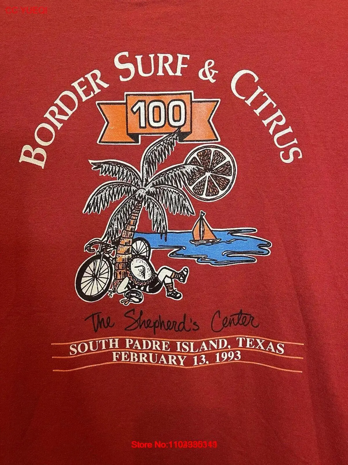 Винтажная футболка The Shepherds Center Har:31 Texas Border Surf Citrus