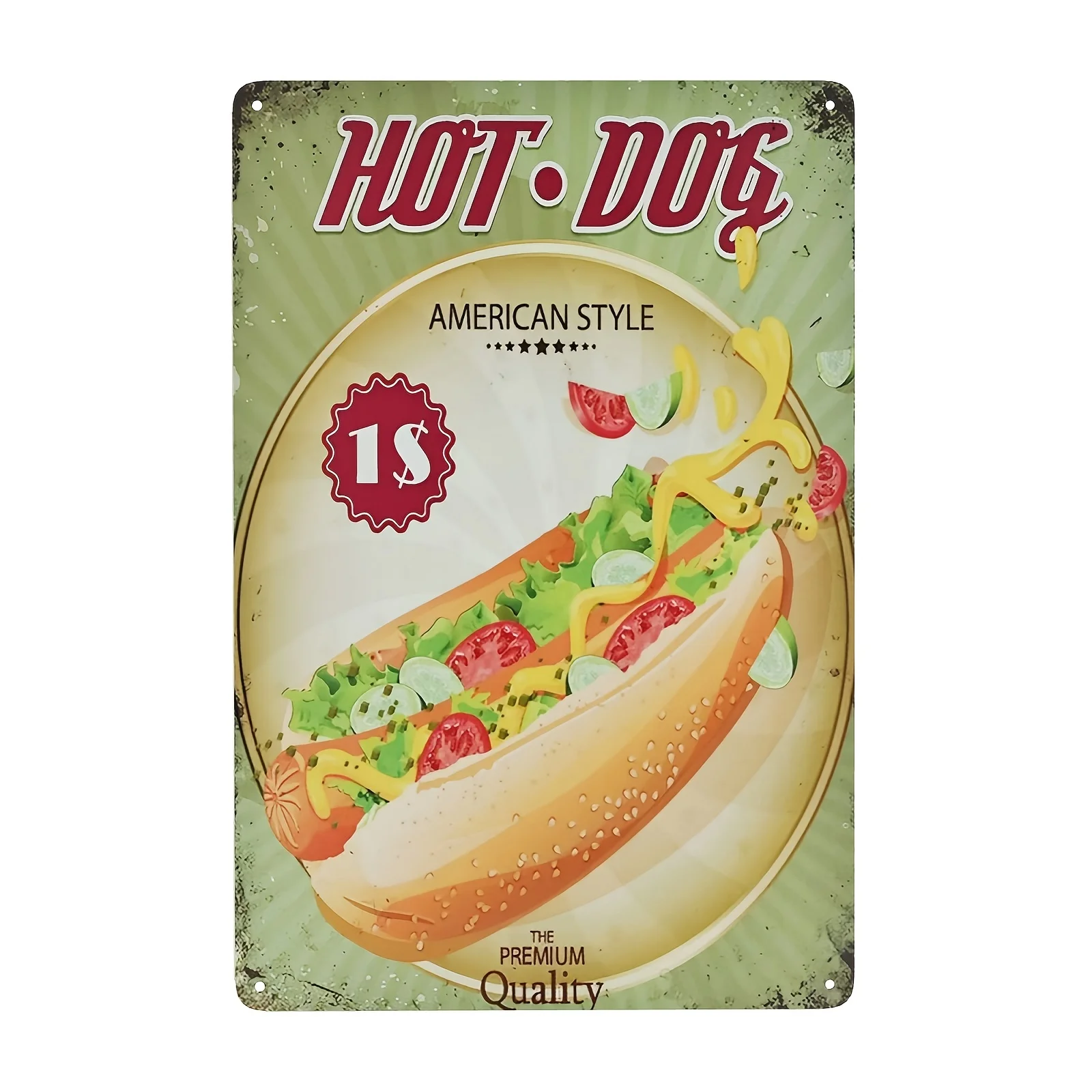 

Hot Dogs Wall Decals, Vintage Food Tin Metal Signs Wall Art Decor Hanging, For Shop Restaurant Home Room Decor