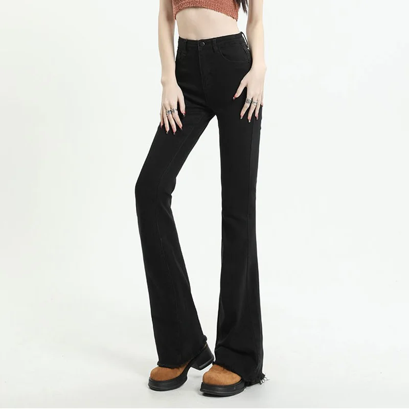 Skinny High Waist Flare Jeans Women Streetwear Female Clothing Y2k Denim Trousers Retro Korean Fashion