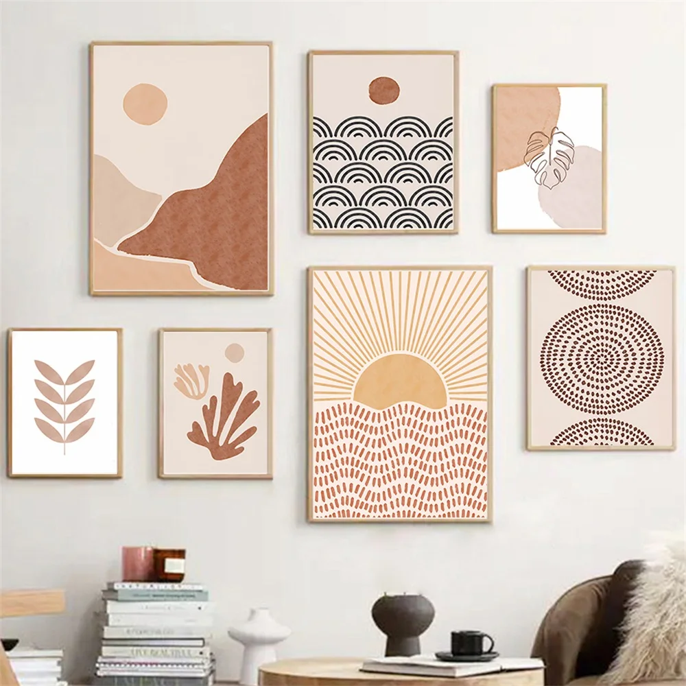 

Landscape Sunshine Minimalsit Canvas Painting Leaf Body Boho Abstract Wall Art Prints Wall Pictures Living Room Home Decoration