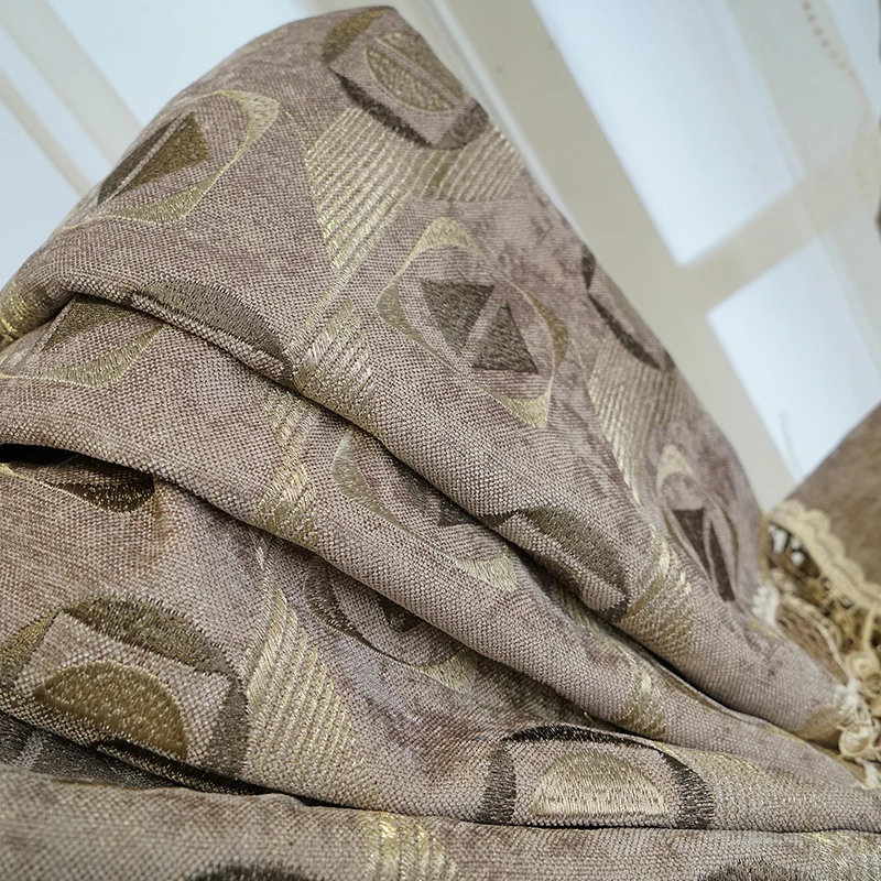 Новые мятно-зеленые полые вышитые синельные толстые шторы для гостиной спальни