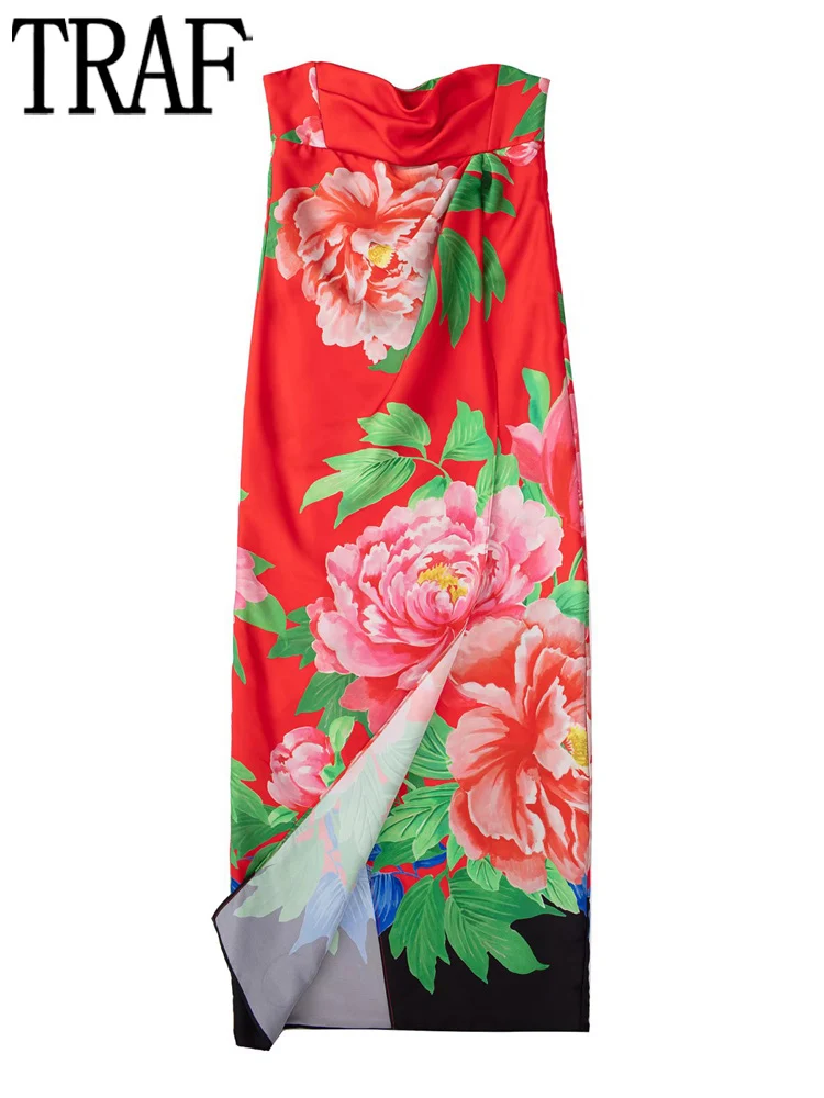 Платье-макси летнее с открытыми плечами без рукавов цветочным принтом - купить по